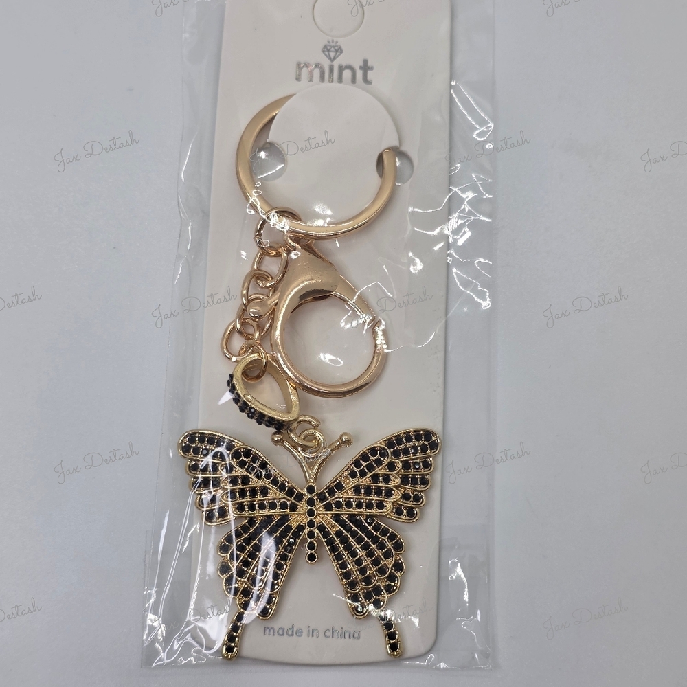 Mint Gold/Black Butterfly Purse/Key Holder CH201